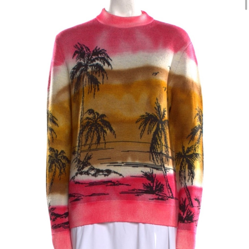 Alanui sunset sweater size XS. Pink orange palm trees